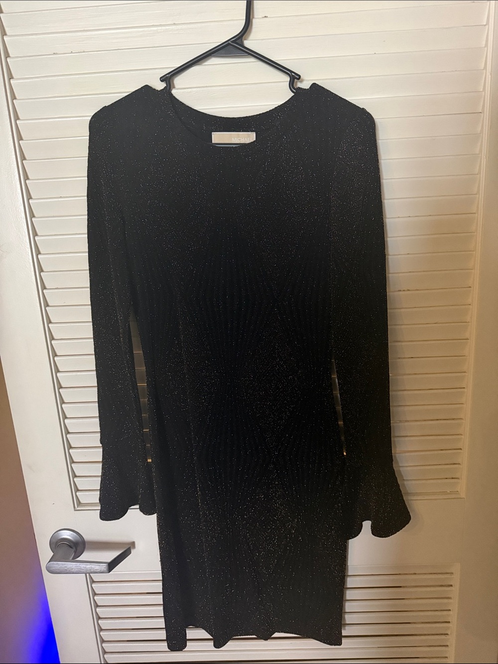 Michael Kors Black with Gold Sparkles Long Sleeve Bodycon Dress